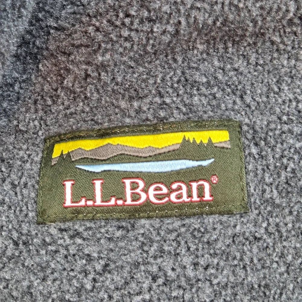 L.L. Bean Fleece Jacket Mens XL Tall Full Zip Mock Neck‎ Logo Grey Heather Solid